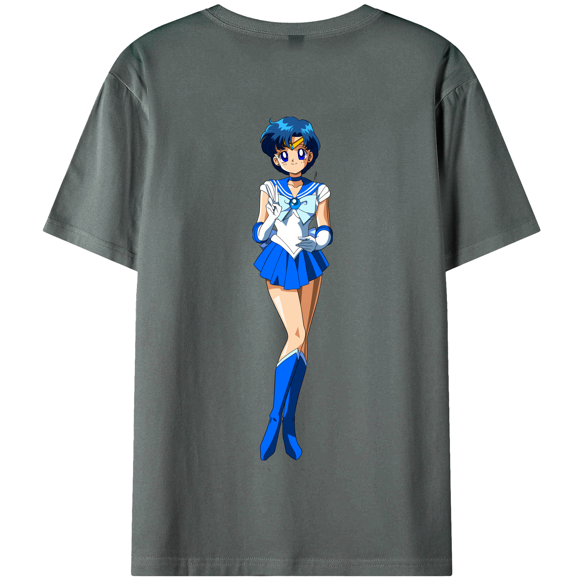 （画像用） 美少女戦士セーラームーン 水野 亜美 みずの あみ Sailor Moon Mizuno Ami 綿100％半袖Tシャツ（背面プリント）